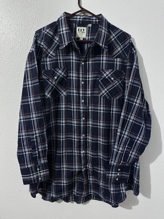 Ely Cattleman Other - Ely Cattleman Mens Big 4XL Plaid Pearl Snap Western Shirt Rodeo Ranch Cowboy